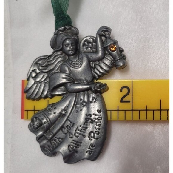 Angel Ornament 2007 By Gloria Duchin Inc Pewter With God All Things Are Possible - Picture 5 of 5